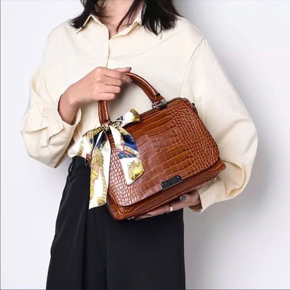 Handbags - Alligator embossed cross/top handle bag